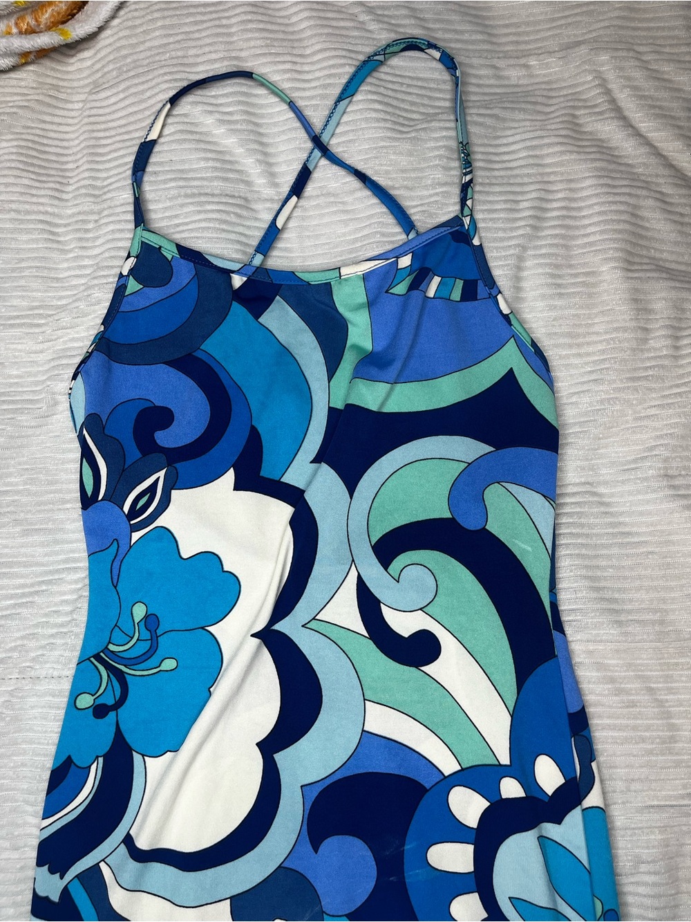 Papermoon Blue, Teal & Cream Abstract Cami Dress